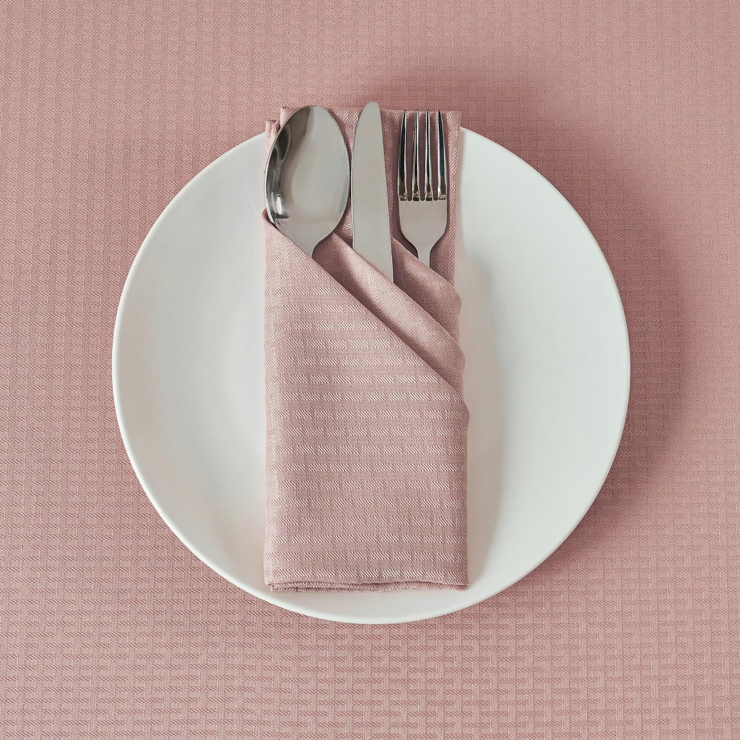 maxmill Cloth Napkins Weaved Texture Pattern Soft Comfortable and Luxury Serviette for Restaurant Family Dinners Weddings Parties and Banquets Set of 4 Pieces, 20 x 20 Inch Pale Blush