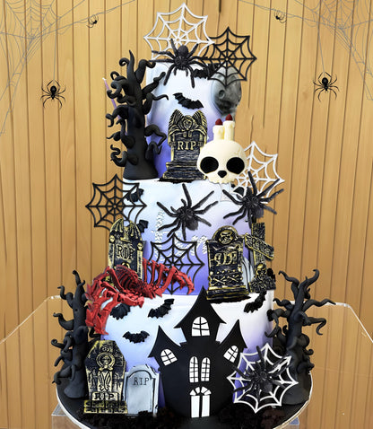 Spider Cake Decoration Halloween Cake Toppers Tombstone Cupcake Toppers (red)