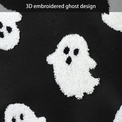 2PCS Halloween Pillow Covers 18 x 18 Inch White Ghost Throw Pillow Cases 3D Embroidered Cushion Covers Halloween Black Decorative Pillowcases for Sofa Couch Bed Living Room Home Indoor Outdoor Decor