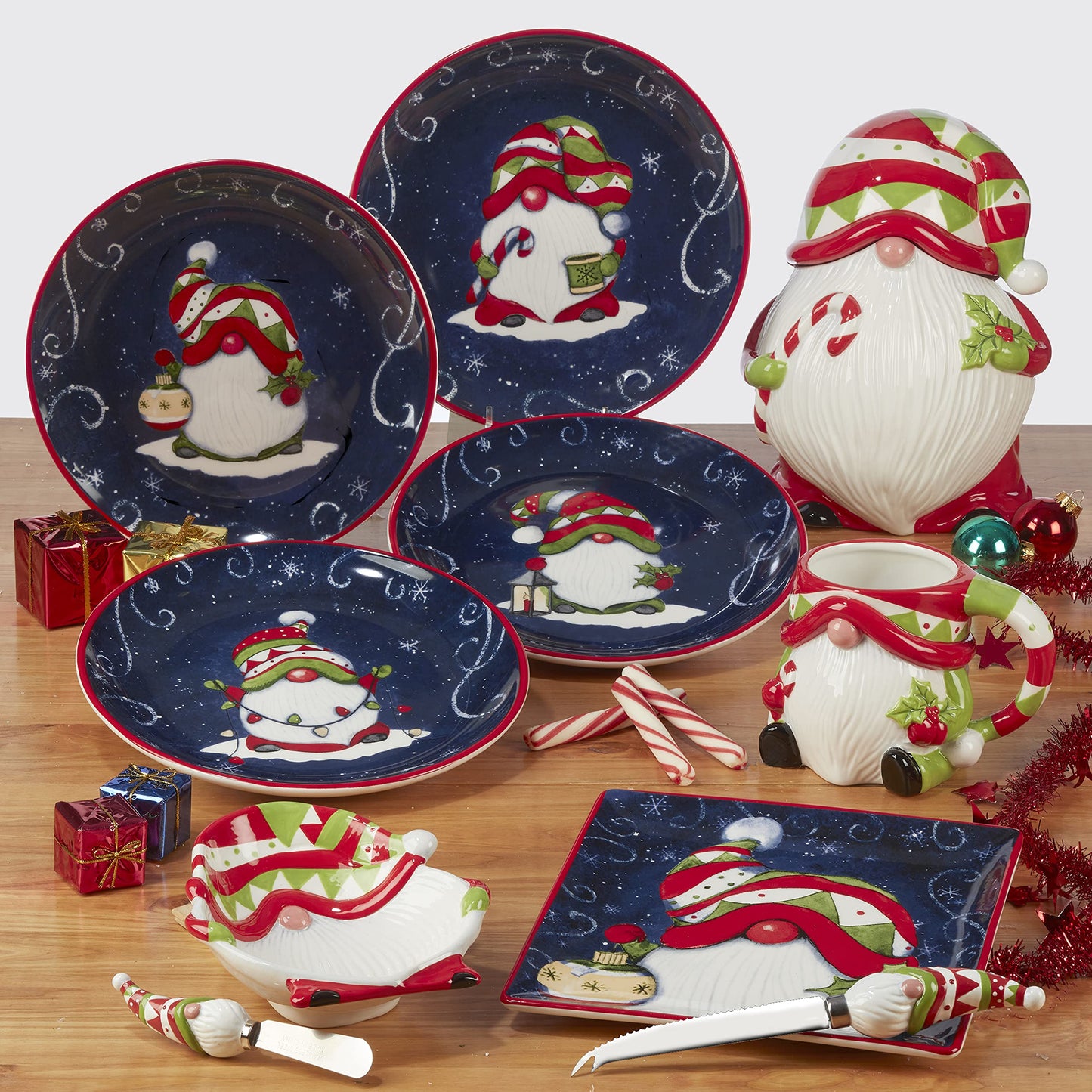 Certified International Holiday Magic Gnomes 3-D Cookie Jar, 64 oz.