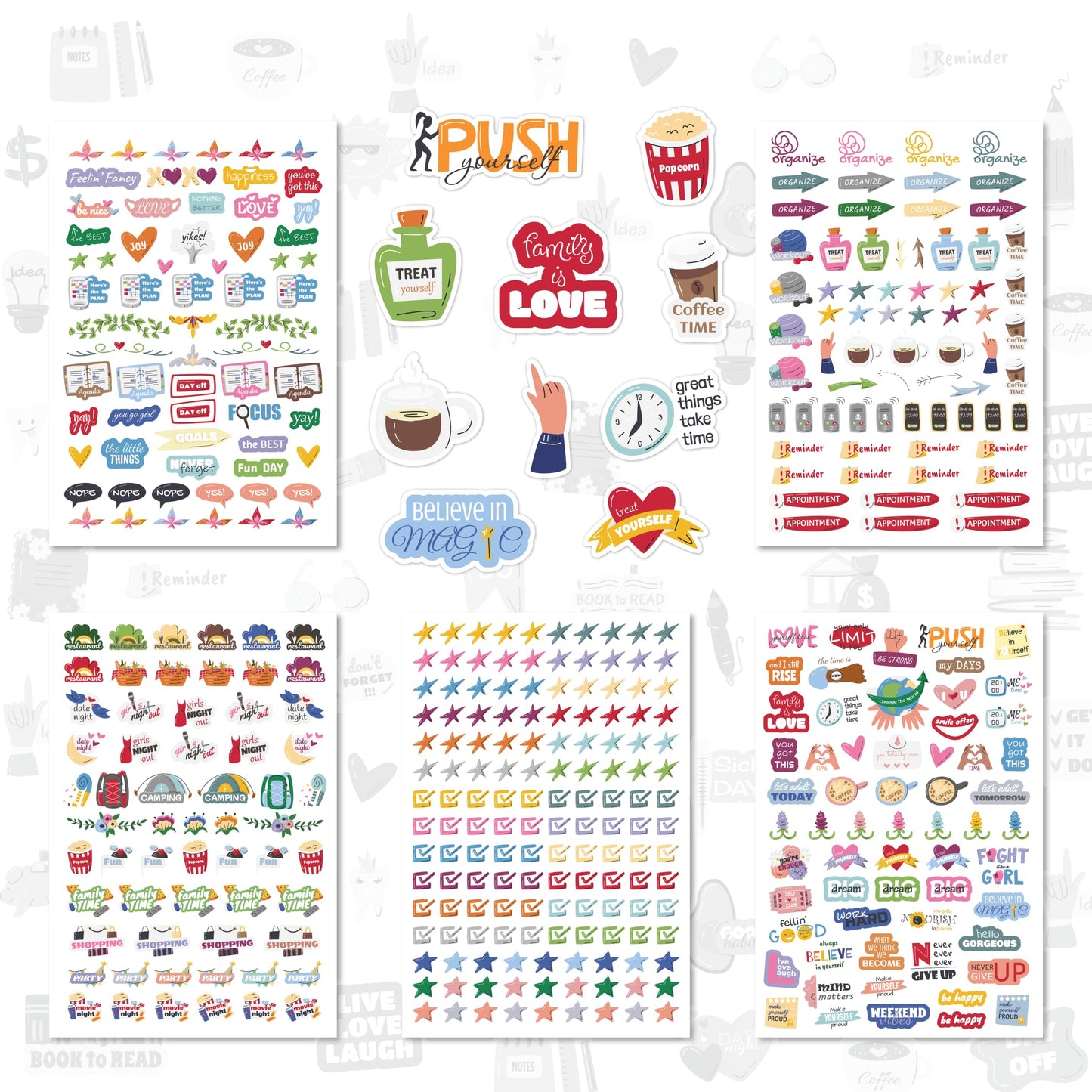 Planner Stickers - Productivity Stickers Set for Adults, Children, Teachers and Students| Perfect for Work and Personal Calendar