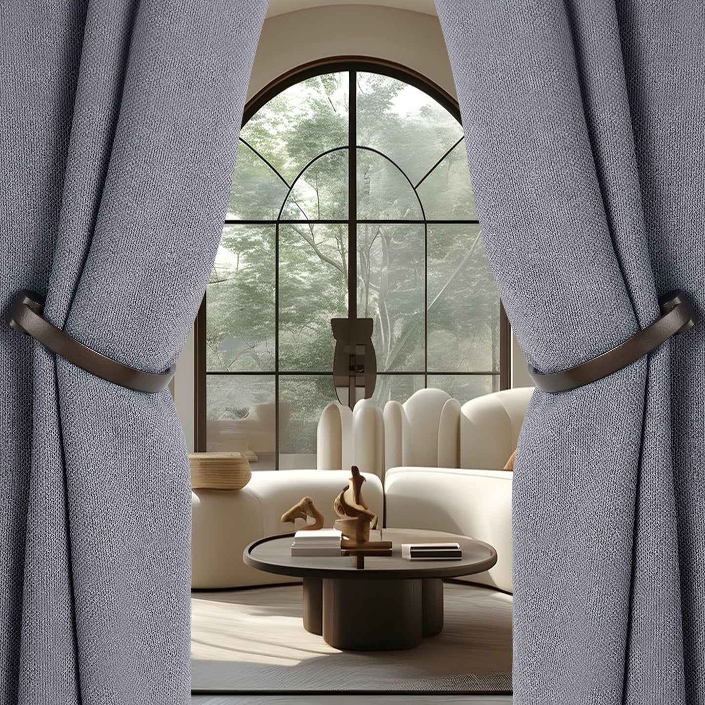 Mayrhyme Curtain Holdbacks 2Pcs,Dark Bronze Barrel Zinc Alloy Curtain Tiebacks,Wall Mounted Curtain Holders for Drapes.