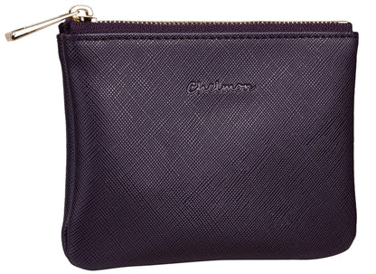 Chelmon Vegan Leather Coin Purse Pouch Change Purse With Zipper For Men Women (CH Steel Purple)