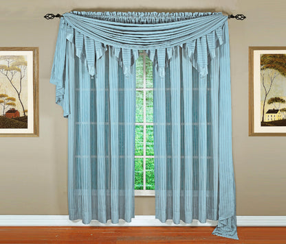 Today's Curtain, Silhouette Stripe Sheer Scarf 144", Blue, 52" W x 144" L