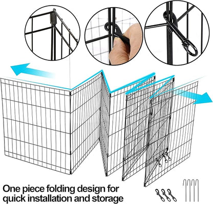 Pet Playpen 8 Panels Foldable Metal Exercise Pen Animal Exercise Dog Fence Indoor Outdoor for Medium/Small Animals (24" H)