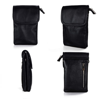 befen Black Genuine Leather Small Crossbody Bags for Women, Cell Phone Purse for Women for Travel