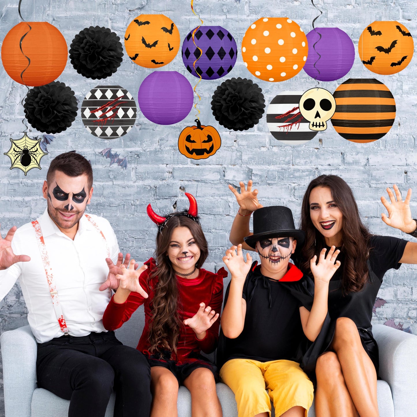 Renbuzhu 16Pcs Halloween Decorations Paper Lanterns Set