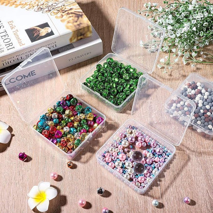 Jetec 6 Pieces Mini Plastic Clear Beads Storage Containers Box for Collecting Small Items, Beads, Jewelry, Business Cards, Game Pieces, Crafts (3.7 x 3.7 x 1.2 Inch)