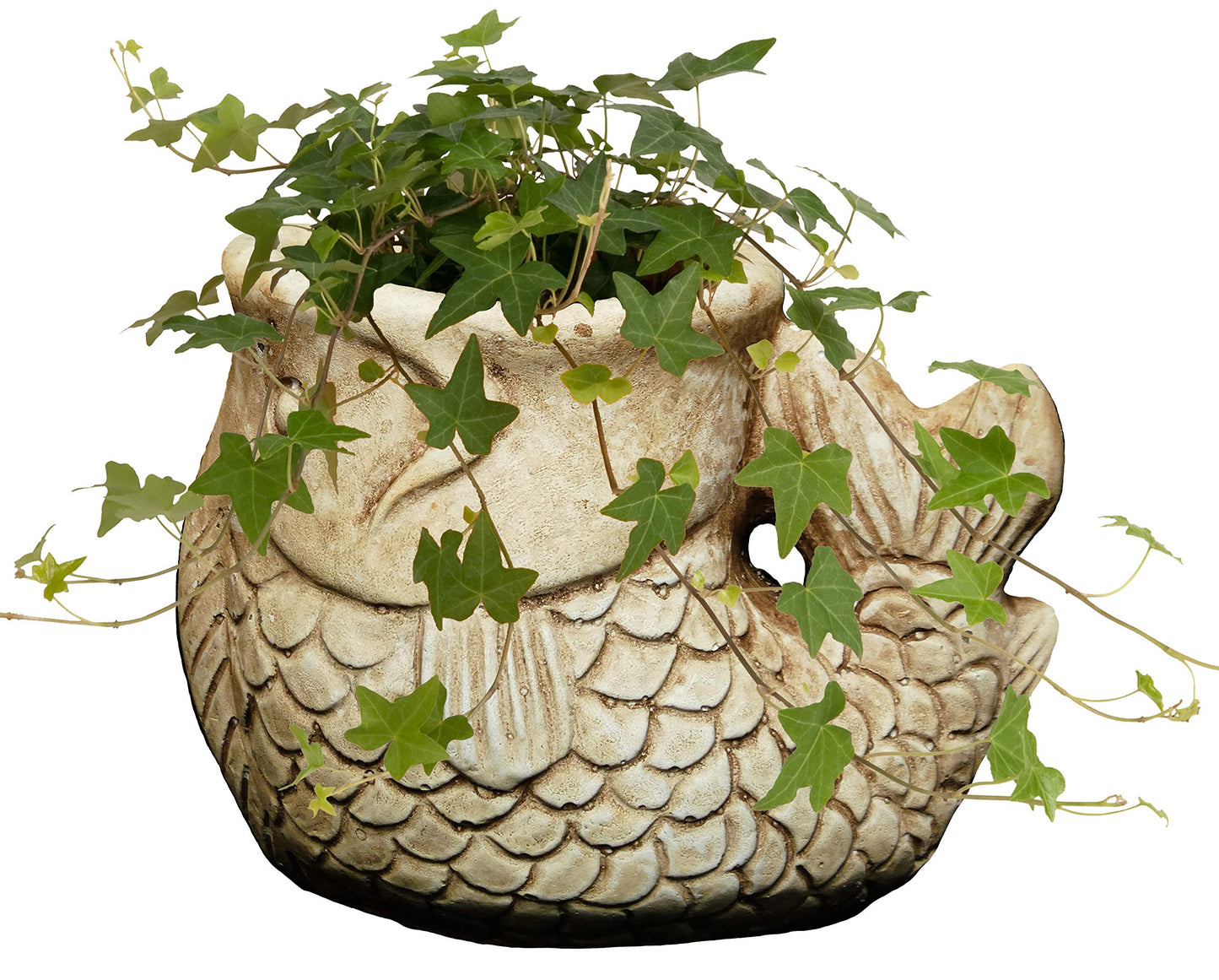 Classic Home and Garden Cement Buddies Animal Planter - Cute Desk Decoration - UV Coated Animal Vase w/Removable Drain Plug - Succulent Planter for Indoor/Outdoor Use (Largemouth Bass, Sand, Small)