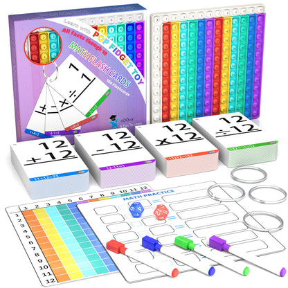 Math Games for Kids - Math Flash Cards - Interactive Practice Kit Pop It Practice with Addition, Subtraction, Multiplication & Division - Ideal for Learning and Skill Building - Ages 4-8
