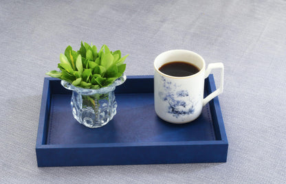 MOENA Faux Leather Tray – Elegant & Versatile Organizer for Home, Office, and Yacht (Matte Cobalt Blue, Small)