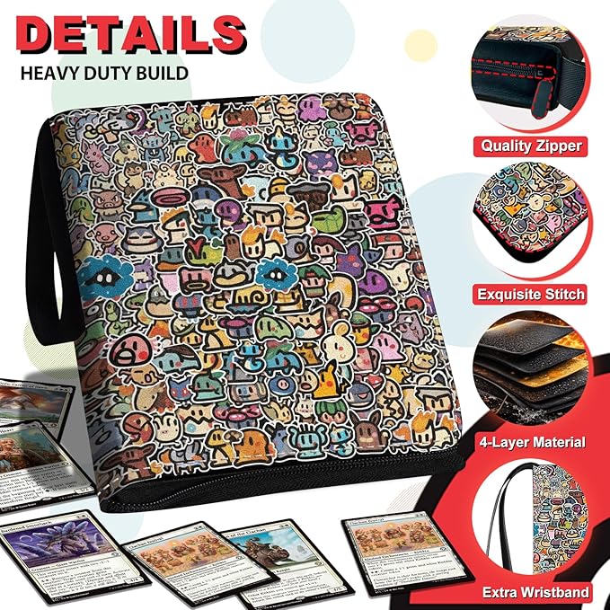 1008 Card Binder 9 Pocket, 3-Ring Trading Card Binder with 56 Page Removable Sleeves, High Storage Waterproof Trading Card Holder Collection Card Album Organizer Case for TCG Cards