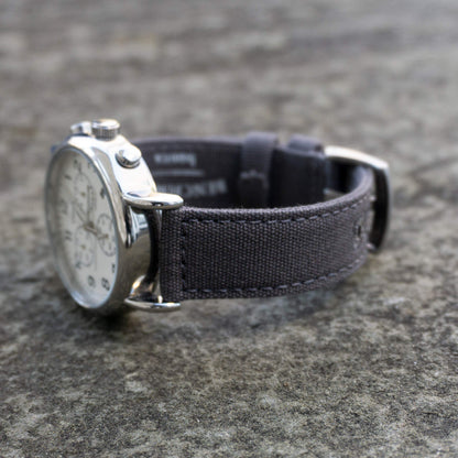 Benchmark Canvas Watch Band - Quick Release Cotton Fabric Watch Straps for Men & Women (22mm, Grey)