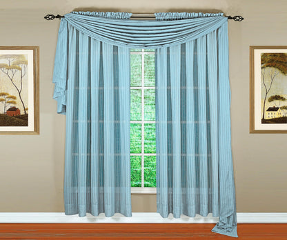 Today's Curtain, Silhouette Stripe Sheer Scarf 144", Blue, 52" W x 144" L