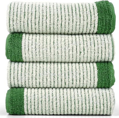 Cleanbear Green Hand Towels for Bathroom, 4 Pack Cotton Towels