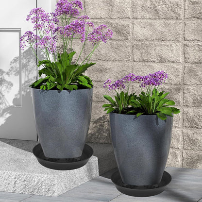 Feyvdzv 4 Pack Plant Saucer 8 inch, 10 12 14 17 inch, Plant Stand Plastic Plant Saucers for Indoors Outdoor, Heavy Duty Flower Planter Drip Trays for Pots, Pot Saucers for Plants, Grow Bags Saucers