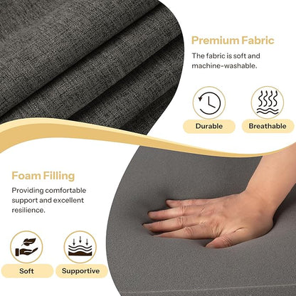 Recliner Cushions for Elderly 20X20X4 Inch Thick Seat Cushion for Recliner Chair with Non-Slip Bottom and Washable Cover Square Chair Cushions for Couch, Armchair, Floor (1, Dark Grey)