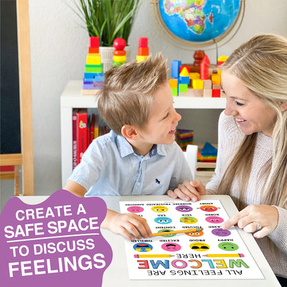 Hadley Designs Feelings Chart for Classroom Must Haves -Emotions Chart for Toddler Calm Down Corner Supplies, Feelings Wheel, Mental Health & Social Emotional Learning Posters, Rainbow Classroom Decor