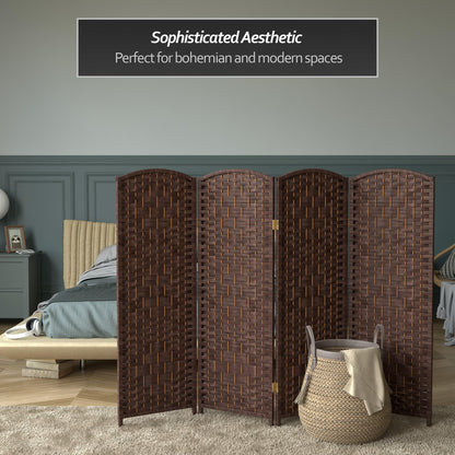 Red Lantern 4 ft. Short Diamond Weave Fiber Folding Screen - Dark Mocha - 4 Panel