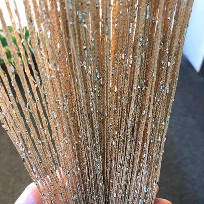 Vagasi 2 Pack 39 x 79 Inch String Curtains for Doorways Room Divider Curtains Hippie Room Decor Hanging Beaded Curtains for Bedroom Closet Door, Champagne