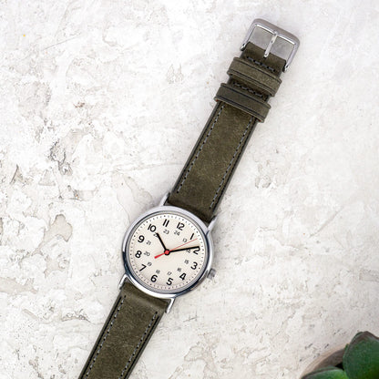 Benchmark Basics Quick Release Leather Watch Band - Premium Italian Full Grain Leather Watch Straps for Men and Women (20mm, Grey)