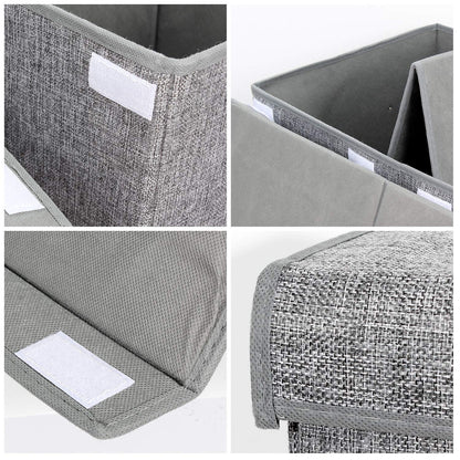 popoly Large Toy Box Storage with Lid, Collapsible Sturdy Toy Chest Storage Bin Box with Rivets Handles for Kids, Boys, Girls, Nursery, Playroom, Living Room, Bedroom, 25"x 13" x 16" (Linen Gray)