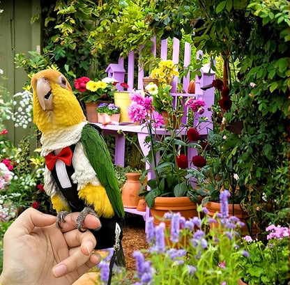 Bird Harness Leather Set Tuxedo Flight Suits with Nappy Diapers Waterproof Inner Layer Urine Wet for Parrot Cockatiel Conure Parakeet Macaw Budgie (XXL)