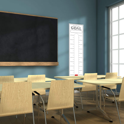 Goal Setting Fundrasing Thermometer - 48"x12" Dry Erase Self-Adhesive Goal Tracker - Poster Charts for Home, School and Office