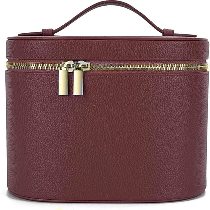 JAZD Vanity Case Makeup Bag with Removable Organizer Divider, Travel Toiletry Cosmetic Organizer for Women (BURGUNDY)