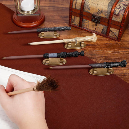 4PCS Resin Pen Holders Wizard Magic Wand Display Stands Mini Holders for Pencil Desk Decor Collection, 2.8'' L×1.1'' W× 0.9'' H, Gold