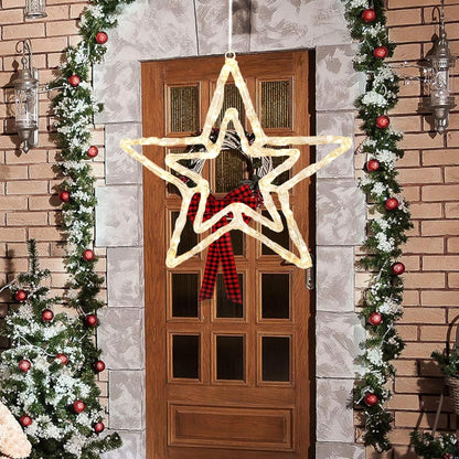 JOINTWIN Acrylic Christmas Star Light 13'' Window Light with 30 Warm White LEDs Battery Powered Timer Festive Christmas Decoration Waterproof for Indoor and Outdoor