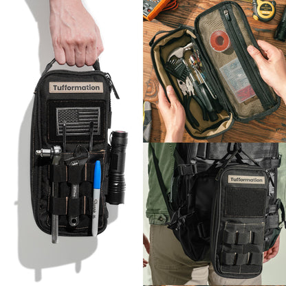 Tufformation Heavy Duty Small Tool Bag Pouch Portable Utility Organizer Case with Zipper Handle. Perfect for EDC, Motorcycle, Road Bike, Electricians & More