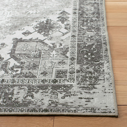 SAFAVIEH Tucson Collection Area Rug - 10' Square, Dark Sage/Ivory, Geometric Design, Machine Washable Indoor/Outdoor & Washable-Ideal for Patio, Backyard, Mudroom (TSN102F)