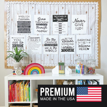 Hadley Designs Motivational Poster for Classroom Decor - 9 Growth Mindset Classroom Posters Elementary, Inspirational Wall Decor Middle School, Teacher Must Haves, Black Bulletin Board Decorations
