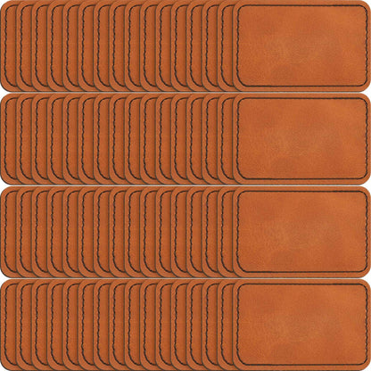 Dunzy 60 Pcs Leather Hat Patches Blank Leatherette Hat Patch with Adhesive Rectangle Laserable Leatherette Patch for Hats Custom Fabric Sew Laser Engraving DIY(Khaki,3.5 x 2.5 Inch)