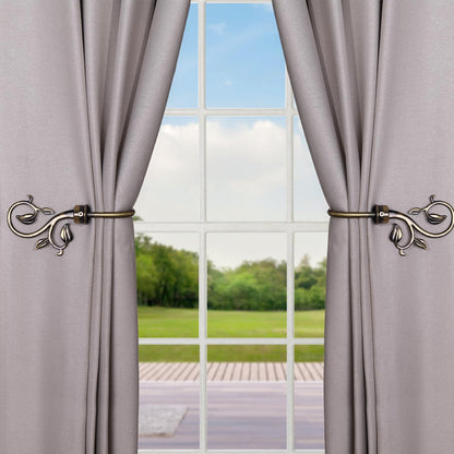Leaf Shaped Curtain Holdbacks 2pcs, Handmade Metal Curtain Side Holders for Wall, Antique Brass Curtain Tieback Hook Pull Backs for Drapes Window Home Decoration (Bronze)