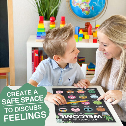 Hadley Designs Feelings Chart for Classroom Must Haves - Emotions Chart for Toddler Calm Down Corner Supplies, Feelings Wheel, Mental Health & Social Emotional Learning Posters, Cactus Classroom Decor