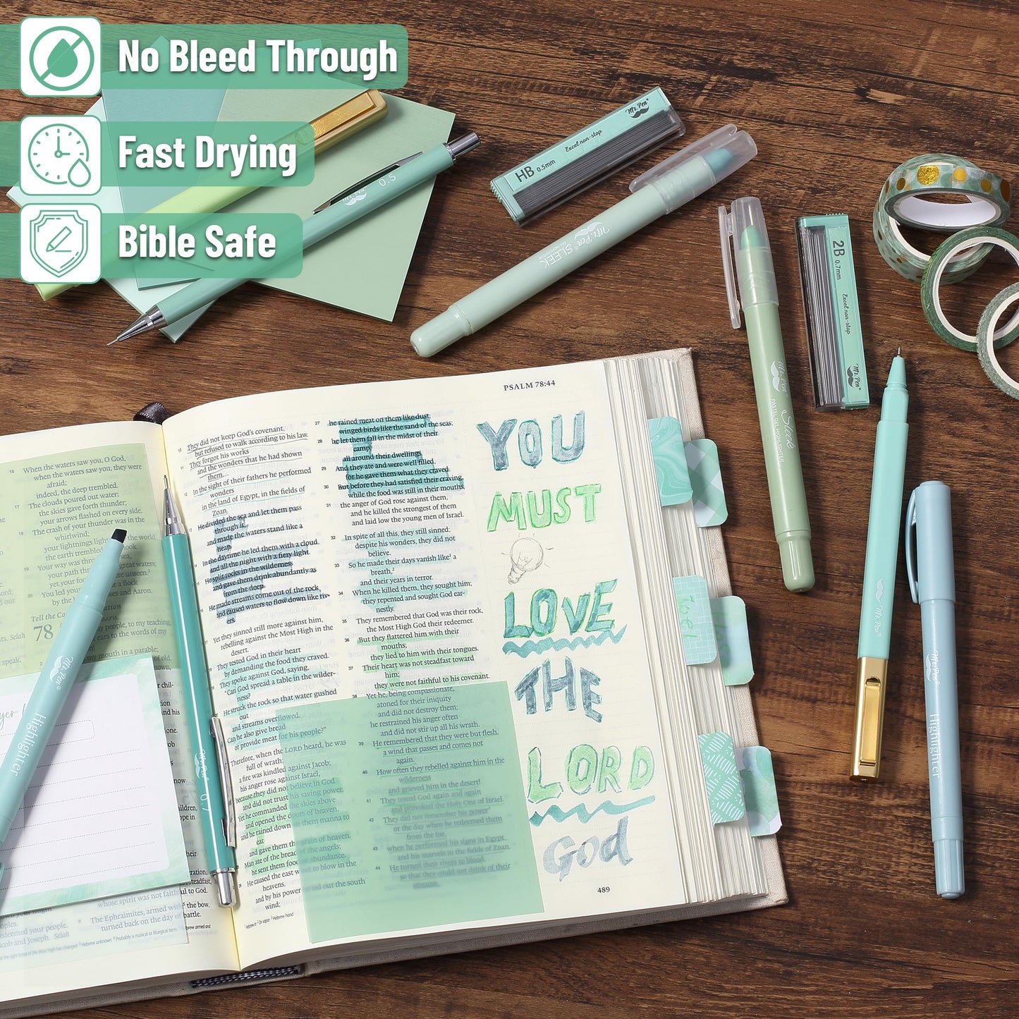 Mr. Pen- Bible Journaling Kit for Women, Bible Highlighters and Pens No Bleed, Notes, Tabs, Washi Tape & Journal for Devotions, Prayer & Christian Gifts