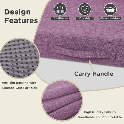 AddGrace Recliner Cushions for Elderly Thick Seat Cushion 20"x20"x4" Chair Pads with Non Slip Backing and Washable Cover for Couch Armchair Chairs Purple