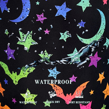 Colorful Bats Laundry Hamper Moon Stars Laundry Basket With Handles Foldable Oxford Cloth Goth Style Funny Tote Bag Clothes Toy Storage Bucket 18.9" x 16.5" For Bathroom/Laundry/Bedroom