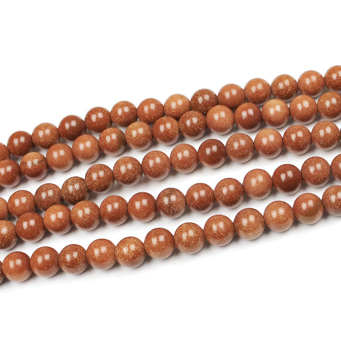 MJDCB AAA Natural Gold Sand Gemstone Loose Round Beads Spacer Beads for Jewelry Making (8mm)