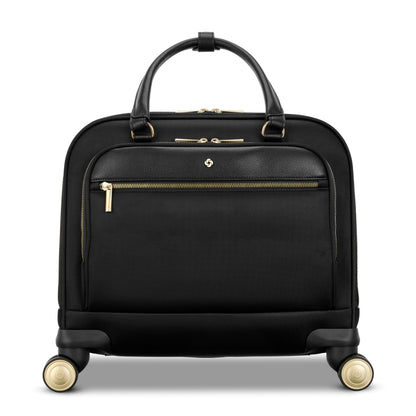 Samsonite Mobile Solutions 2 Spinner Mobile Office - Carry-On Rolling Laptop Bag with USB Pass-Through, Padded Laptop & Tablet Sleeves, File Organizer, Smooth Spinner Wheels, StackIt™ Strap - Black