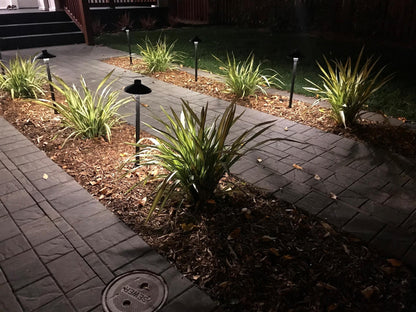 MarsLG ALS1 Aluminum Low Voltage Landscape Accent Path and Area Light with 6.5" Shade and 18" Stem in Black Finish, Ground Spike and Free G4 LED Bulb (6-Pack), 36PL02BKx6