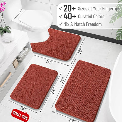 OLANLY Large Bathroom Rugs 40x32, Soft Absorbent Chenille Bath Rugs, Rubber Backing Quick Dry, Machine Washable Bath Mats for Bathroom Floor, Tub and Shower, Home Decor Accessories, Rustic Terracotta