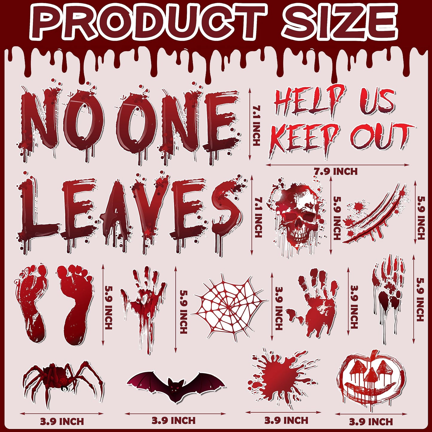 Halloween Car Magnet Decoration 27Pcs, Magnetic Bloody No One Leaves Refrigerator Garage Door Stickers, Holiday Help Us Keep Out Bat Spider Car Magnet Decal for Halloween Decoration Party Supplies