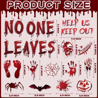 Halloween Car Magnet Decoration 27Pcs, Magnetic Bloody No One Leaves Refrigerator Garage Door Stickers, Holiday Help Us Keep Out Bat Spider Car Magnet Decal for Halloween Decoration Party Supplies