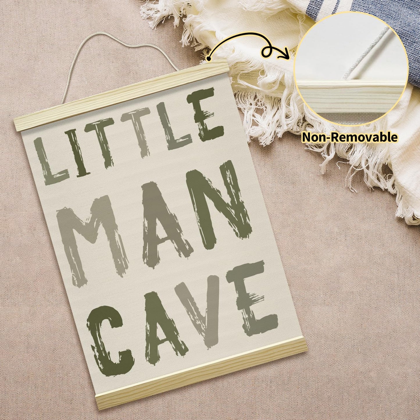 mermermu Little Man Cave Poster Hanger Frame, Green Posters Canvas Wall Art for Toddlers Boys Room Bedroom Playroom Nursery Decor, 12x16 Inches -013