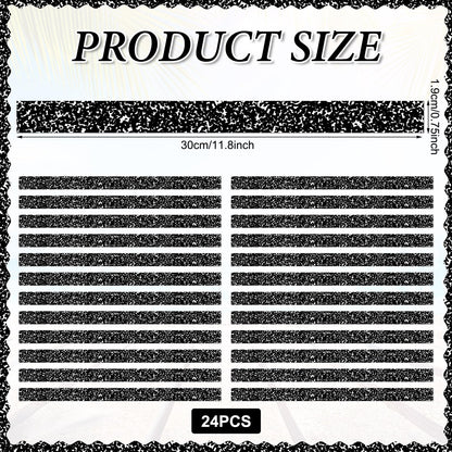 Colarr 24 Pcs Mini Magnetic Strips, 12" x 0.75" Composition Notebook Magnetic Borders for Classroom Whiteboard Magnet Border Strips Bulletin Board Borders for Office School Chalkboard Trim Decor