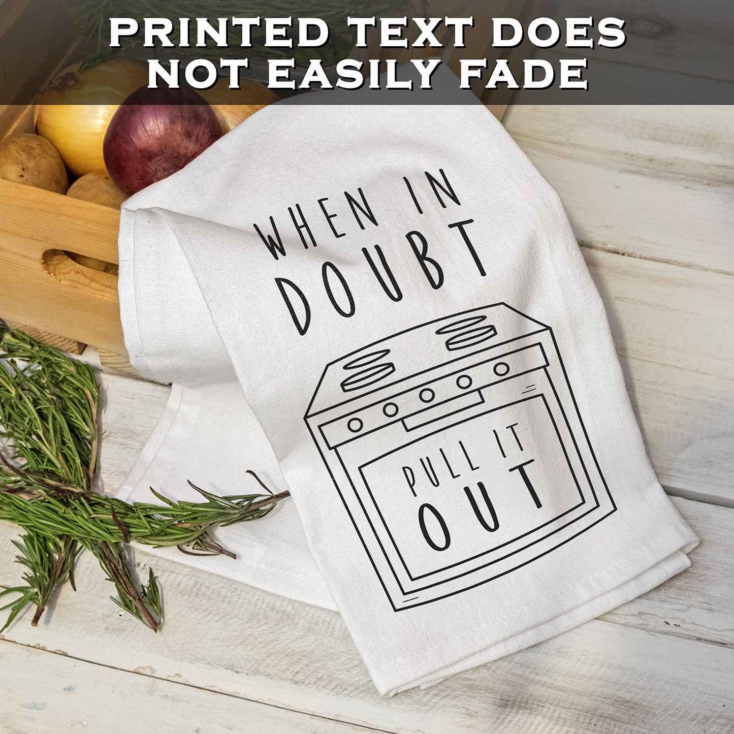 MAINEVENT When in Doubt Pull It Out Kitchen Towel with Sayings 18x24 Inch, Funny Dish Towel