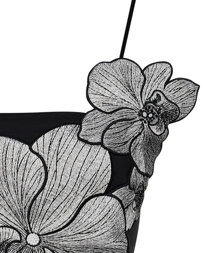 JW PEI Women's Orchid Appliqué Mini Dress - Black/Silver